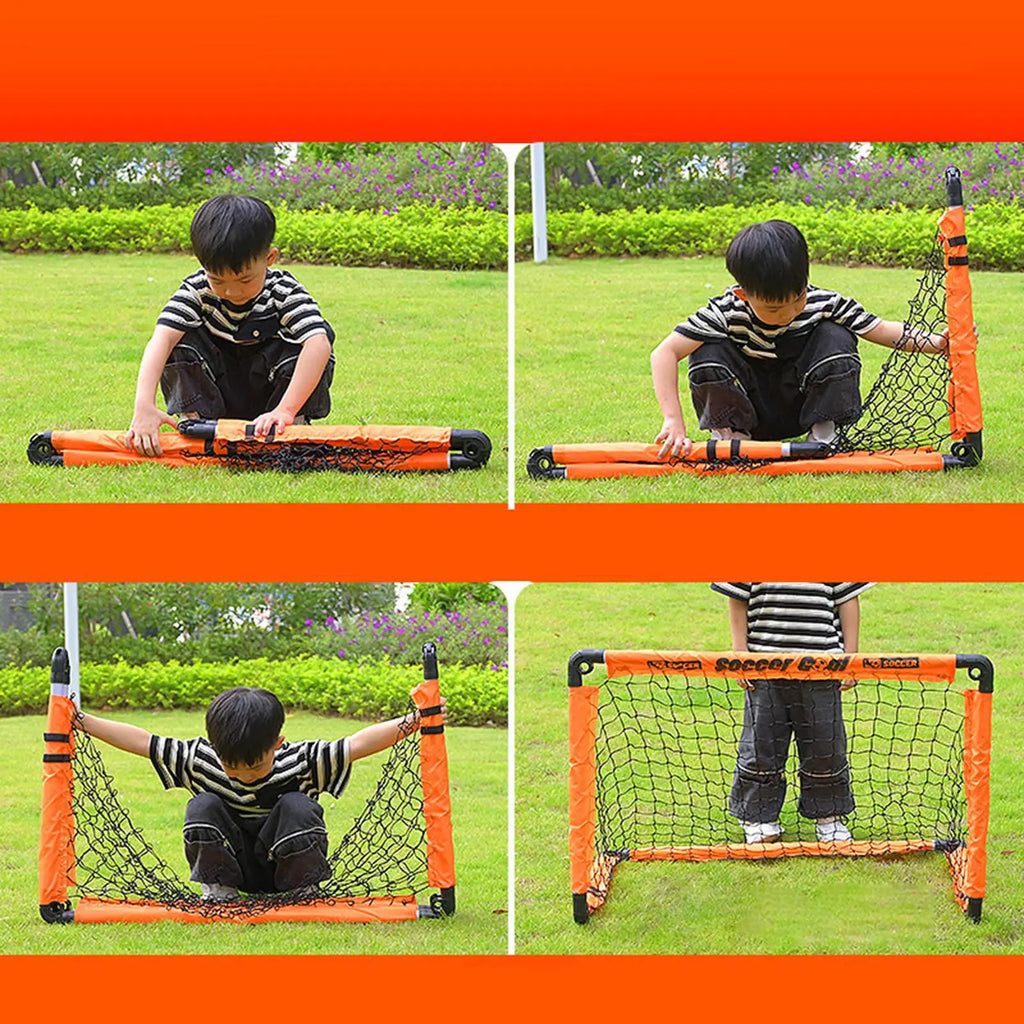 Kids Soccer Goal with Ground Nails with Ball Folded Football Goal Kids Toy Football Gate for Park Games Backyard Garden Children