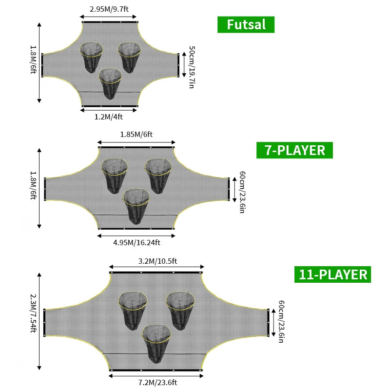 1PC 3-hole Soccer Goal Shooting Accuracy Training Tool Multi-target Soccer Training Net 5 7 11 size